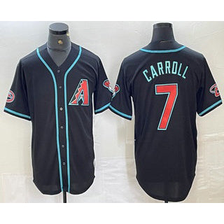 Arizona Diamondbacks #7 Corbin Carroll Black AmberGomez 2024 Stitched Cool Base Jersey