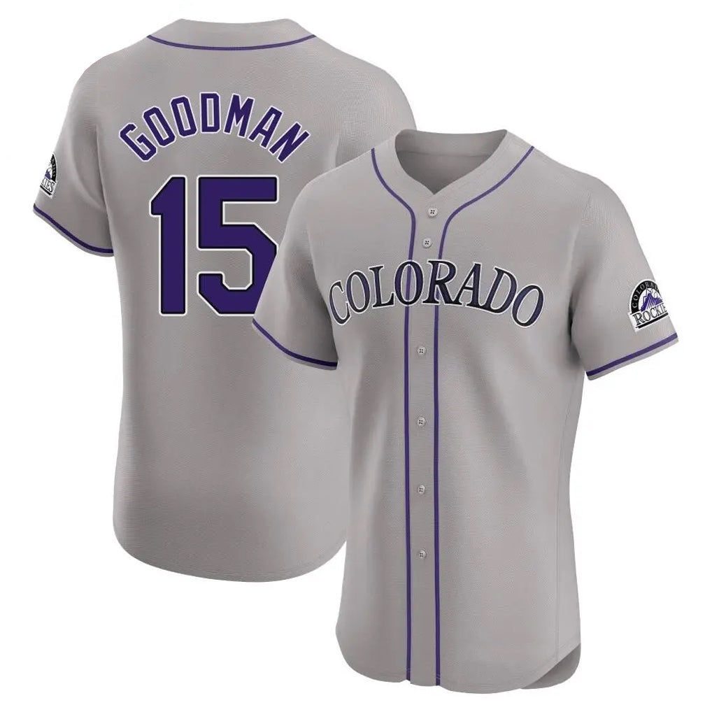 Colorado Rockies #15 Hunter Goodman Player Gray AmberGomez Limited Elite Home Stitched Jerseys