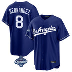 Los Angeles Dodgers #8 Enrique Hern¨¢ndez Player Royal AmberGomez World Series Meet Game Stitched Jerseys