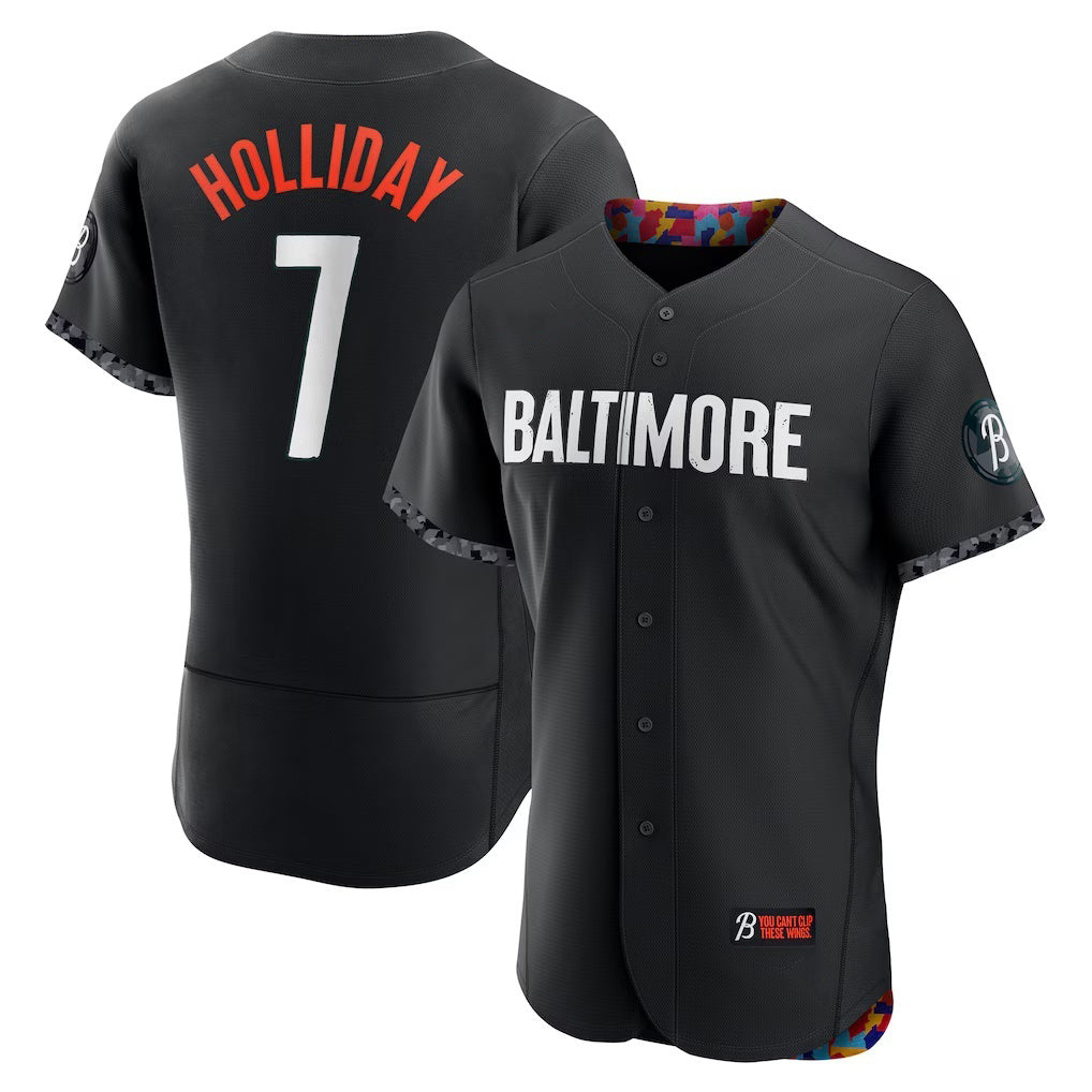Baltimore Orioles #7 Jackson Holliday Black AmberGomez City Connect Authentic Player Jersey