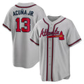 Atlanta Braves #13 Ronald Acuna Jr. Gray AmberGomez Road Replica Player Name Jersey