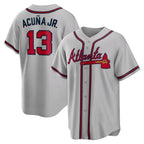 Atlanta Braves #13 Ronald Acuna Jr. Gray AmberGomez Road Replica Player Name Jersey
