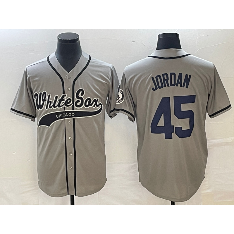 Chicago White Sox #45 Michael Jordan Grey AmberGomez Cool Base Stitched Jersey
