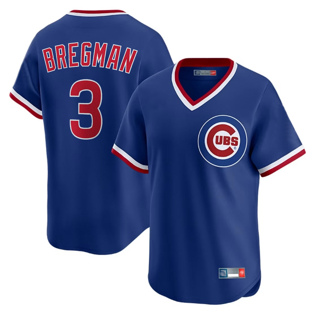 Chicago Cubs #3 Alex Bregman Player Royal AmberGomez T-shirt Cooperstown Collection Limited Stitched Jerseys