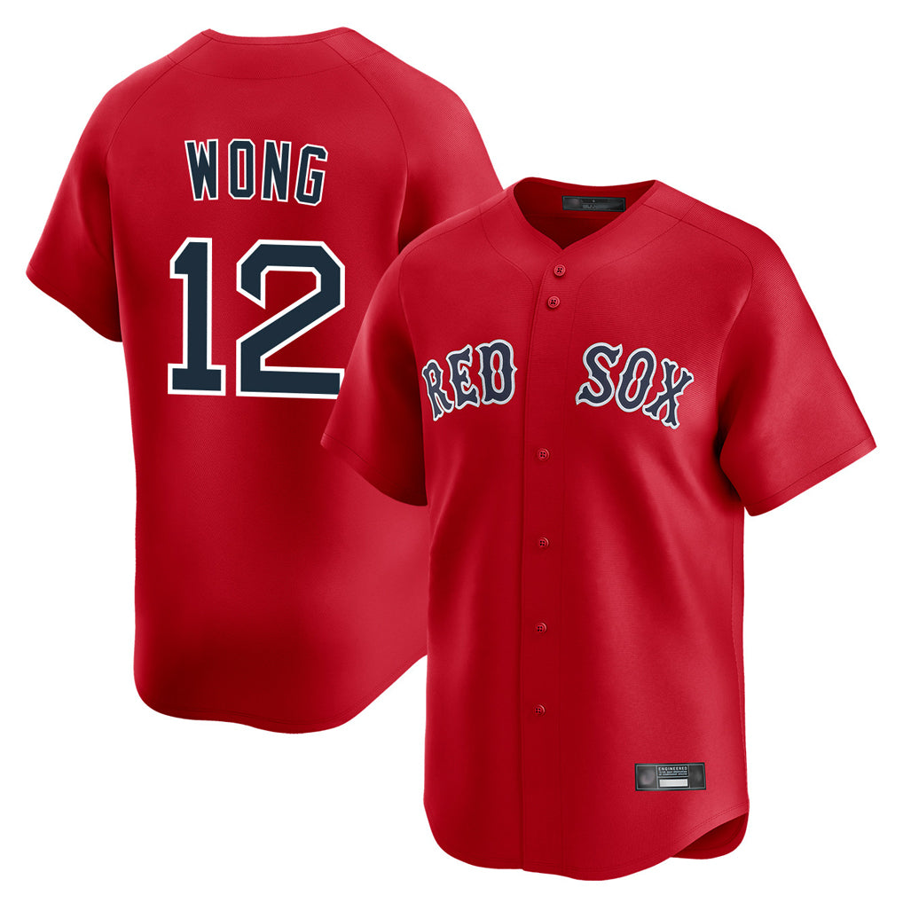 Boston Red Sox #12 Connor Wong Player Red AmberGomez Limited Home Game Stitched Jerseys1