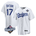 Los Angeles Dodgers #17 Shohei Ohtani Player White AmberGomez World Series Game Home Stitched Jerseys