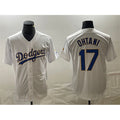 Los Angeles Dodgers #17 Shohei Ohtani White Gold AmberGomez Cool Base With Patch Stitched Jersey