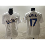 Los Angeles Dodgers #17 Shohei Ohtani White Gold AmberGomez Cool Base With Patch Stitched Jersey