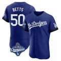 Los Angeles Dodgers #50 Mookie Betts Player Royal AmberGomez World Series Meet City Connect Elite Home Stitched Jerseys