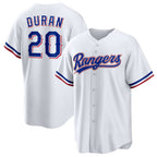 Texas Rangers #20 Ezequiel Duran White AmberGomez Home Replica Jersey