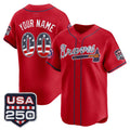 Custom Atlanta Braves Red AmberGomez USA 250 Fourth of July Vapor Premier Limited Jersey ¨C All Stitched
