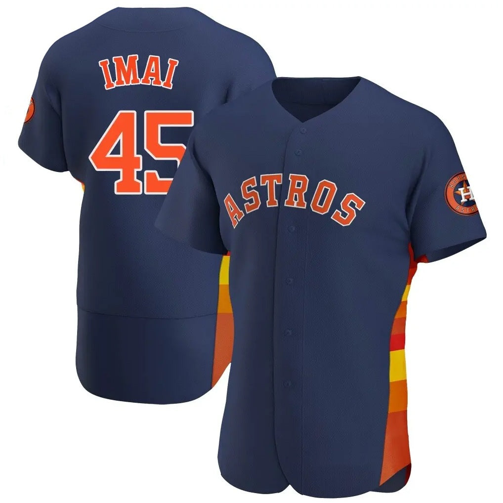 Houston Astros #45 Tatsuya Imai Player Navy AmberGomez Home Limited Elite Stitched Jerseys
