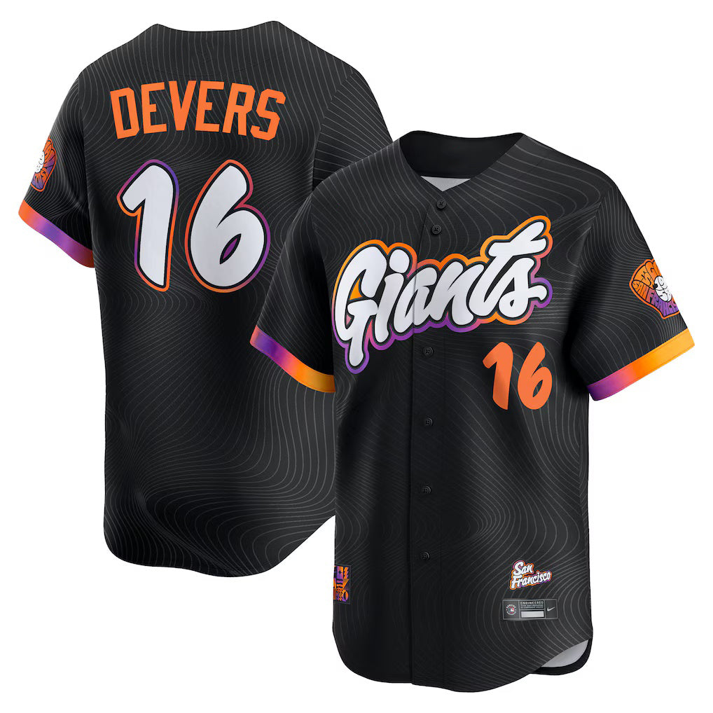 San Francisco Giants #16 Rafael Devers Black AmberGomez 2025 City Connect Limited Player Jersey