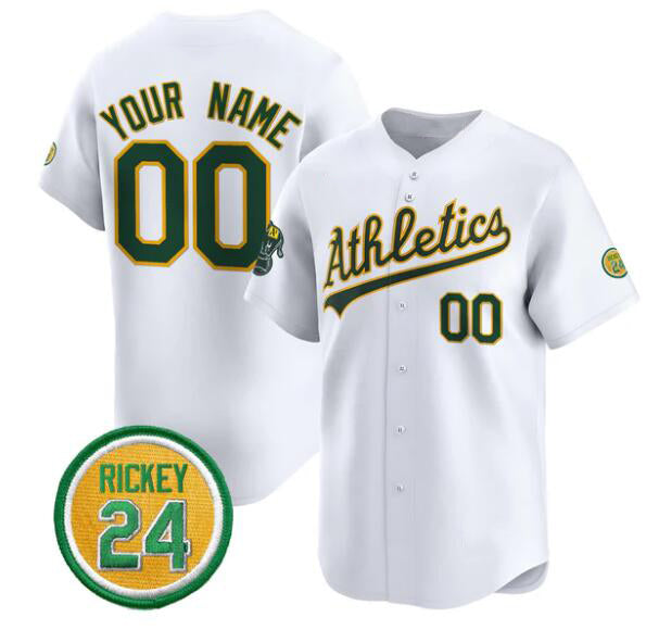 Custom Oakland Athletics Active Player White AmberGomez Rickey Henderson Patch Vapor Premier Limited Stitched Jersey