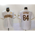San Diego Padres #84 Dylan Cease White AmberGomez Team Logo With PS Patch Stitched Cool Base Jersey