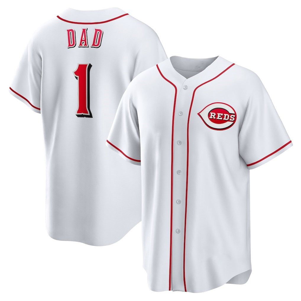 Cincinnati Reds #1 Dad White AmberGomez Home Replica Jersey