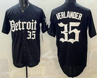 Detroit Tigers #35 Justin Verlander Black AmberGomez Limited Cool Base Stitched Jersey