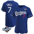 Los Angeles Dodgers #7 Blake Snell Player Royal AmberGomez Limited Elite World Series Home Stitched Jerseys