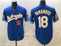 Los Angeles Dodgers #18 Yoshinobu Yamamoto Royal AmberGomez 2026 Gold Collection 9x & B2B Champs Patch Stitched Jersey