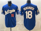 Los Angeles Dodgers #18 Yoshinobu Yamamoto Royal AmberGomez 2026 Gold Collection 9x & B2B Champs Patch Stitched Jersey