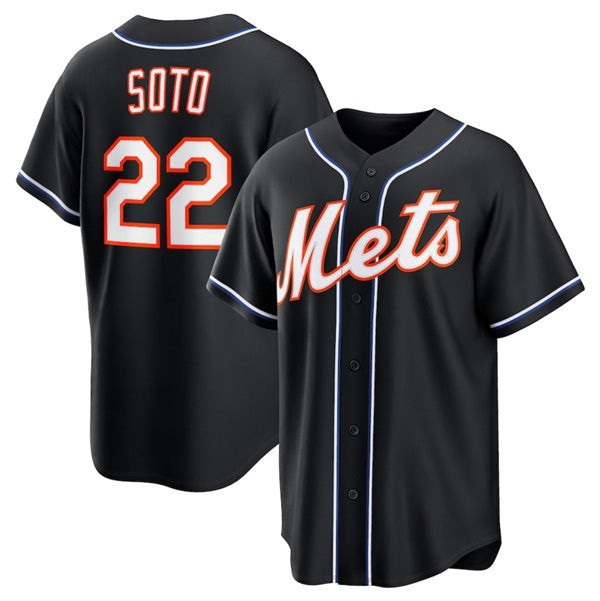 New York Mets #22 Juan Soto 2026 Black AmberGomez Out Stitched Jersey