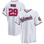 Washington Nationals #29 James Wood White AmberGomez 2024 Home Limited Stitched Jersey