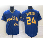 Seattle Mariners #24 Ken Griffey Number Blue AmberGomez 2023 City Connect Cool Base Stitched Jersey 2