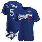 Los Angeles Dodgers #5 Freddie Freeman Player Royal AmberGomez World Series Limited Elite Home Stitched Jerseys