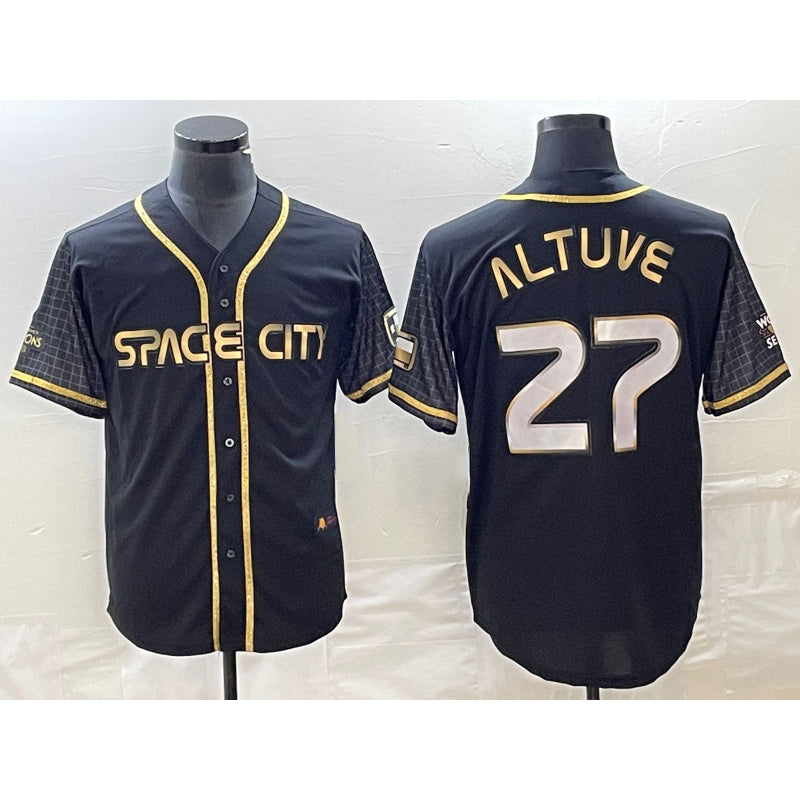 Houston Astros #27 Jose Altuve Black AmberGomez City Connect Cool Base Stitched Jersey