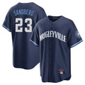 Chicago Cubs #23 Ryne Sandberg Player Navy AmberGomez City Connect Home Game Stitched Jerseys