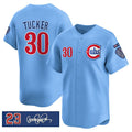 Chicago Cubs #30 Kyle Tucker Blue AmberGomez 'Ryne Sandberg Tribute' Vapor Limited V3 Stitched Jersey