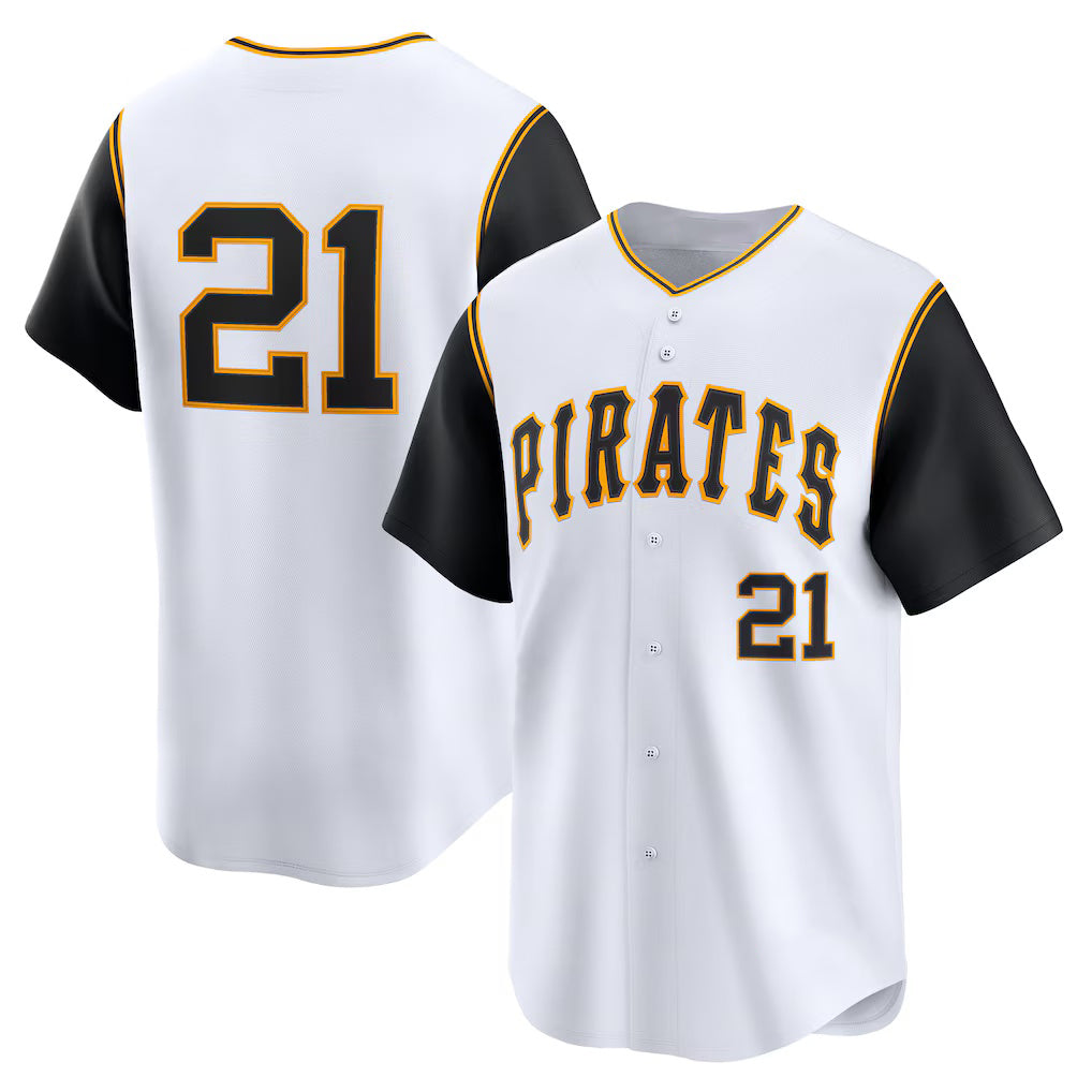 Pittsburgh Pirates #21 Roberto Clemente White AmberGomez Cooperstown Collection Limited Jersey