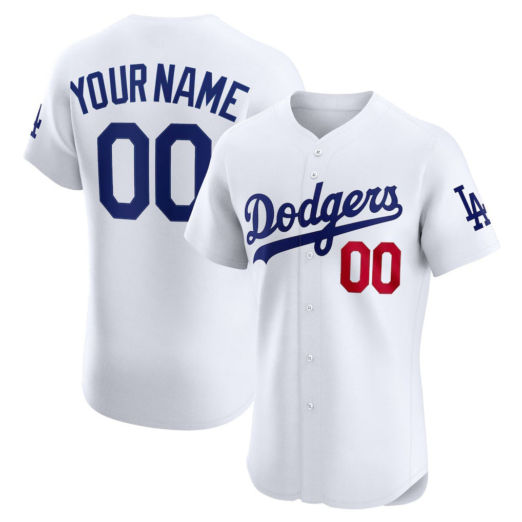 Custom Los Angeles Dodgers White AmberGomez Home Elite Jersey