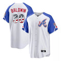 Atlanta Braves #30 Drake Baldwin Player White AmberGomez USA 250 Fourth Of July City Connect Home Game Stitched Jerseys