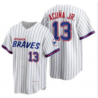 Atlanta Braves #13 Ronald Acu?a Jr. 2021 City Connect Stitched White AmberGomez Jersey