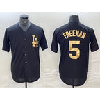 Los Angeles Dodgers #5 Freddie Freeman Black Gold AmberGomez Cool Base Stitched Jersey