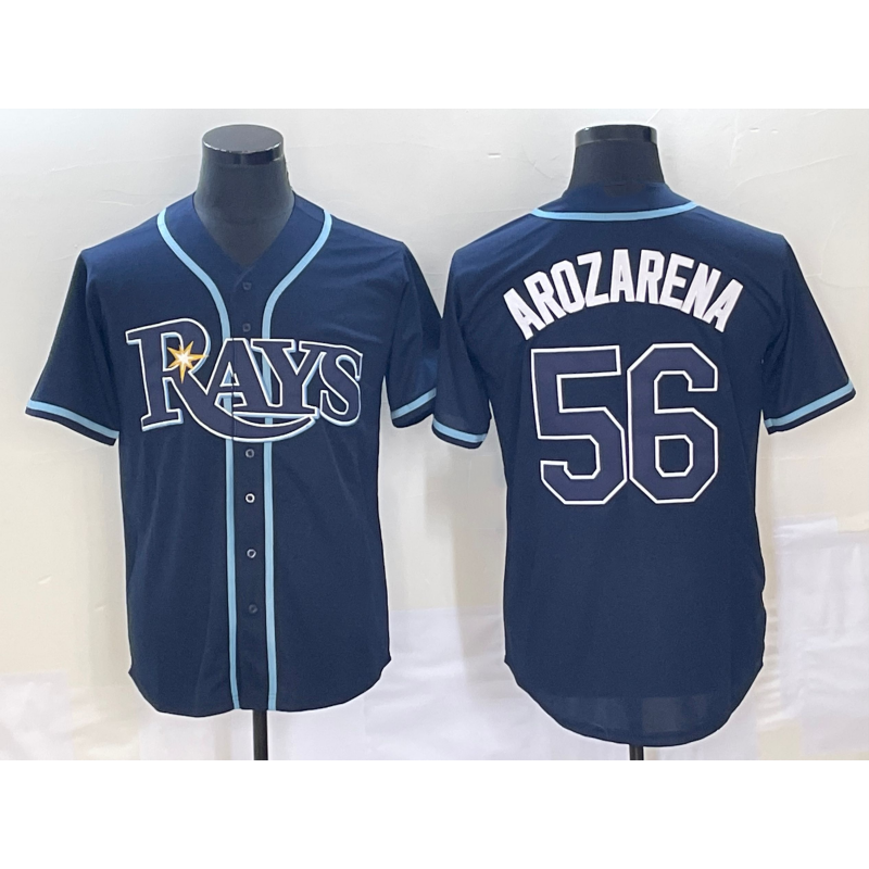 Tampa Bay Rays #56 Randy Arozarena Navy Blue AmberGomez Stitched Cool Base Jersey