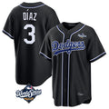 Los Angeles Dodgers #3 Edwin D¨ªaz Player Black AmberGomez World Series Carbon Limited Home Stitched Jerseys