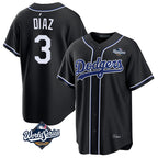 Los Angeles Dodgers #3 Edwin D¨ªaz Player Black AmberGomez World Series Carbon Limited Home Stitched Jerseys