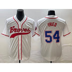 Atlanta Braves #54 Max Fried White AmberGomez Cool Base With Patch Stitched Jersey