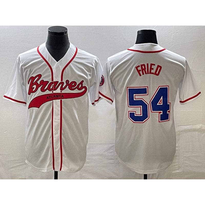 Atlanta Braves #54 Max Fried White AmberGomez Cool Base With Patch Stitched Jersey