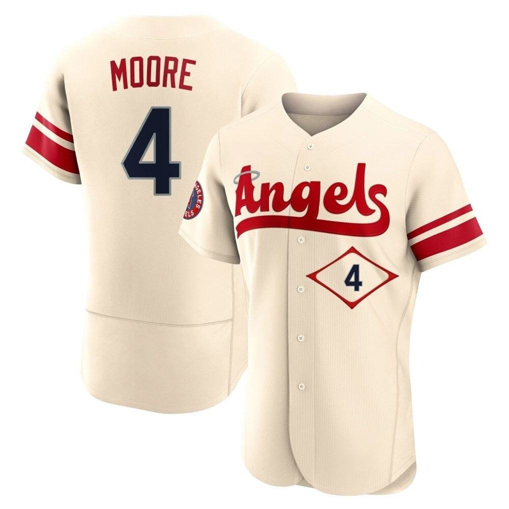 Los Angeles Angels #4 Christian Moore Player Cream AmberGomez City Connect Limited ELite Home Stitched Jerseys