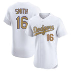 Los Angeles Dodgers #16 Will Smith Player Gold White Gold AmberGomez Limited Elite Home Stitched Jerseys