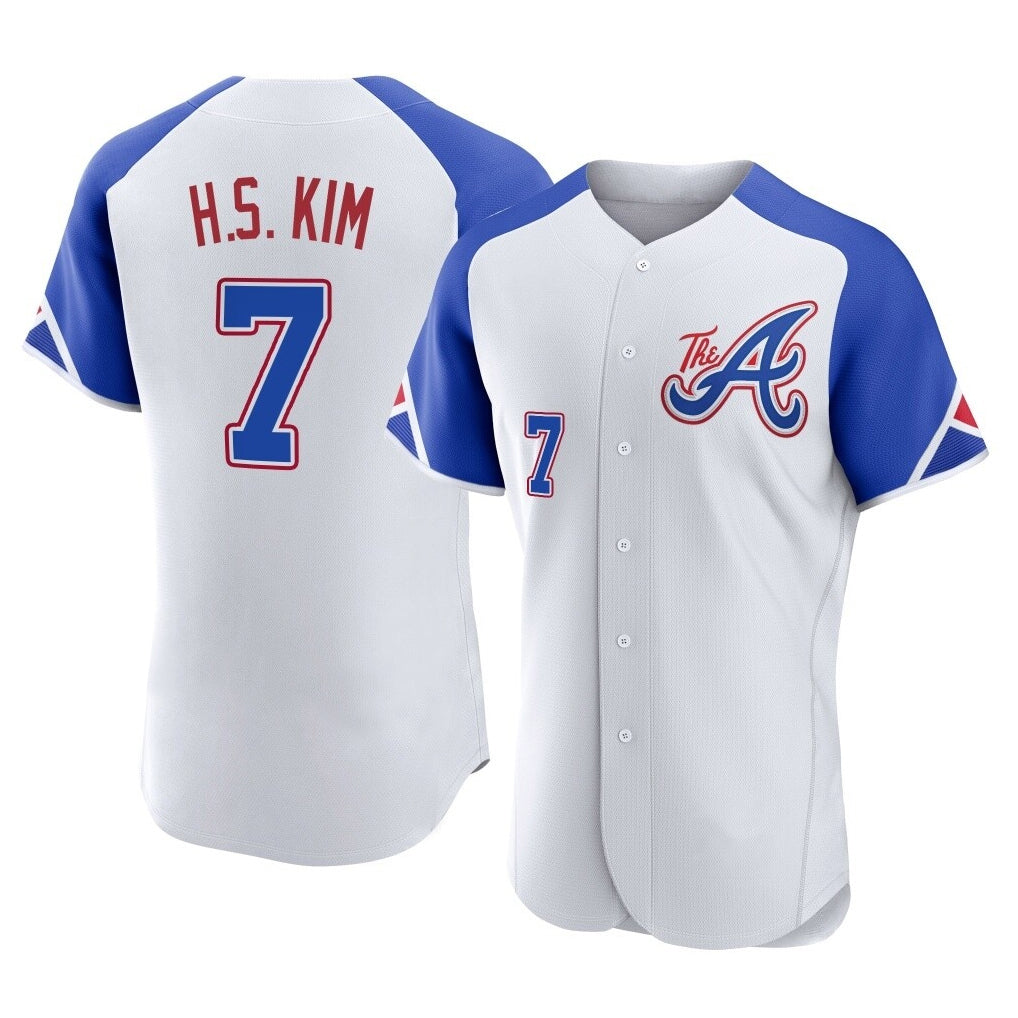 Atlanta Braves #7 Ha-Seong Kim Player White AmberGomez City Connect Limited Elite Home Game Stitched Jerseys
