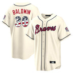 Atlanta Braves #30 Drake Baldwin Player Cream AmberGomez USA 250 Fourth Of July Limited Home Game Stitched Jerseys