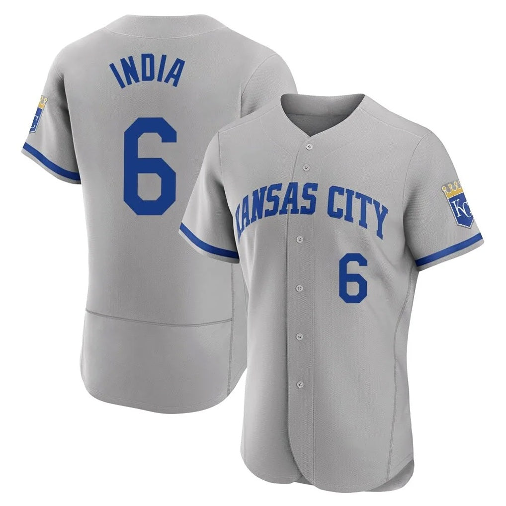 Kansas City Royals #6 Jonathan India Player Gray AmberGomez Limited Elite Home Game Stitched Jerseys