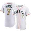 Houston Astros #7 Craig Biggio Player Gold AmberGomez Collection Limited Elite Home Stitched Jerseys
