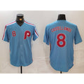 Philadelphia Phillies #8 Nick Castellanos Number Light Blue AmberGomez Cooperstown Cool Base Jersey