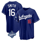 Los Angeles Dodgers #16 Will Smith Player Royal AmberGomez World Series Meet Game Home Stitched Jerseys