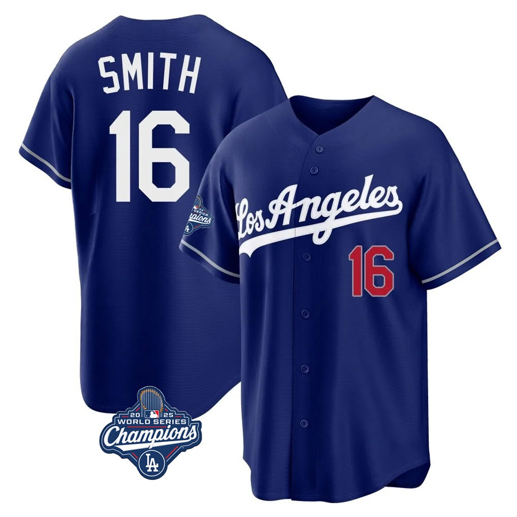 Los Angeles Dodgers #16 Will Smith Player Royal AmberGomez World Series Meet Game Home Stitched Jerseys